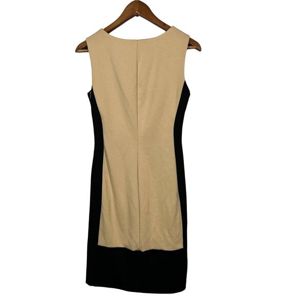 Calvin Klein Sheath Dress Colorblock Black Tan Sleeveless - 4 - Picture 4 of 5